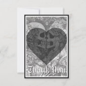 Donker Gothic Zwart & Wit Skelet Paar Bruiloft Bedankkaart (Voorkant)