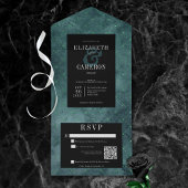 Donker Gotisch Blauwgroen & Zwart Diamant QR Code All In One Uitnodiging