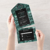 Donker Gotisch Blauwgroen & Zwart  Moth Diner All In One Uitnodiging (Afscheurbaar)