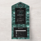 Donker Gotisch Blauwgroen & Zwart  Moth Diner All In One Uitnodiging (Binnen)