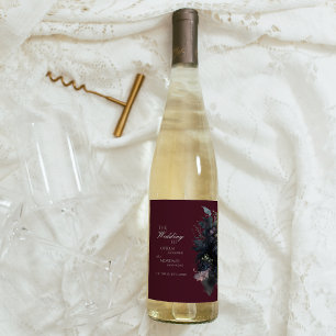 Donker Gotisch Bloemen Bourgondië Bruiloft Wijn La Wijn Etiket