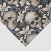 Donker Gotisch Bloemen Schedel Lelie Vlinders Tissuepapier (Detail)
