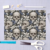 Donker Gotisch Bloemen Schedel Lelie Vlinders Tissuepapier (Craft)