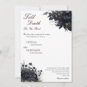Donker Gotisch Bloemen Wit Tot Dood Bruiloft Kaart (Voorkant)