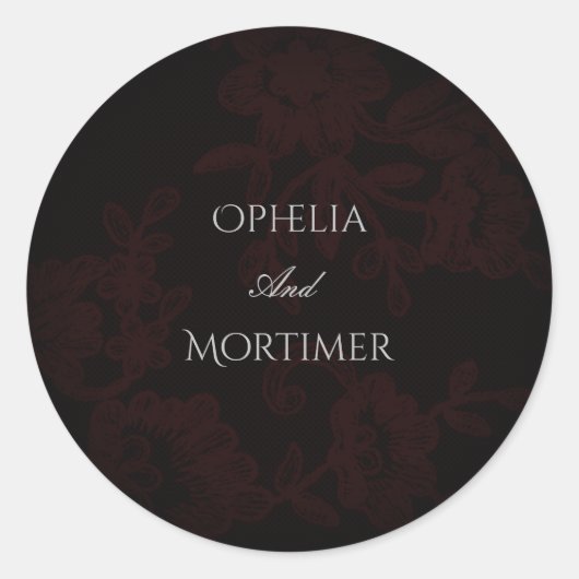 Donker Gotisch Bloemen Zwart Bruiloft Sticker (Voorkant)
