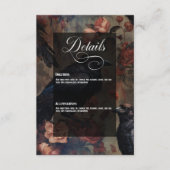 Donker Gotisch Blush Bloemen & Zwart Ravens Informatiekaartje (Voorkant)