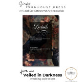 Donker Gotisch Blush Bloemen & Zwart Ravens Informatiekaartje