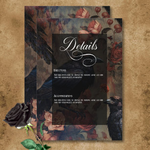 Donker Gotisch  Blush Bloemen & Zwart Ravens Informatiekaartje