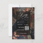 Donker Gotisch Blush Bloemen & Zwart Ravens RSVP Kaartje (Voorkant)