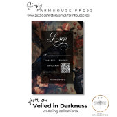 Donker Gotisch Blush Bloemen & Zwart Ravens RSVP Kaartje