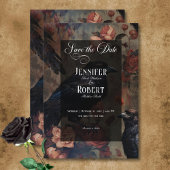 Donker Gotisch  Blush Bloemen & Zwart Ravens Save The Date