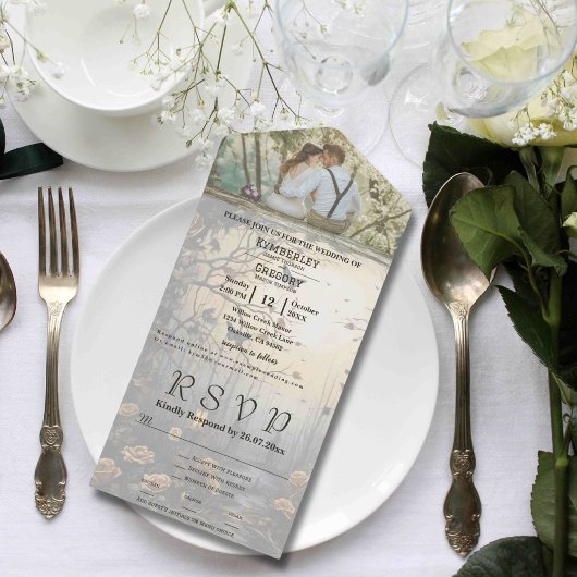 Donker Gotisch Bos Bloemen Achtergrond Foto All In One Uitnodiging