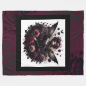 Donker Gotisch Bos Fairy Bloemen Rozen Bourgondië Fleece Deken (Voorkant (Horizontaal))