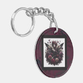 Donker Gotisch Bos Fairy Bloemen Rozen Bourgondië Sleutelhanger (Voorkant Links)