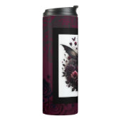 Donker Gotisch Bos Fairy Bloemen Rozen Bourgondië Thermosbeker (Gedraaid links)