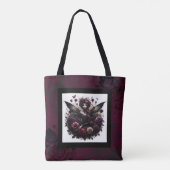 Donker Gotisch Bos Fairy Bloemen Rozen Bourgondië Tote Bag (Achterkant)