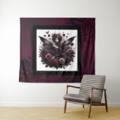 Donker Gotisch Bos Fairy Bloemen Rozen Bourgondië Wandkleed (In Situ (horizontaal))