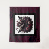 Donker Gotisch Bos Fairy Bloemen Rozen Bourgondië Wandkleed (Voorkant)