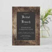 Donker Gotisch Bruin & Zwart Spinnenweb Bruidsbrun Kaart (Staand voorkant)