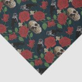 Donker Gotisch Grungy Roos Vines Raven Schedel roo Tissuepapier (Detail)