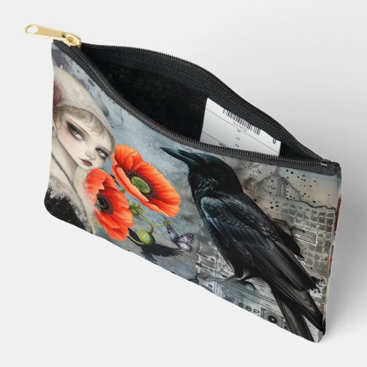Donker  Gotisch Meisje Bloemen Raven Abstract Etui (Open)
