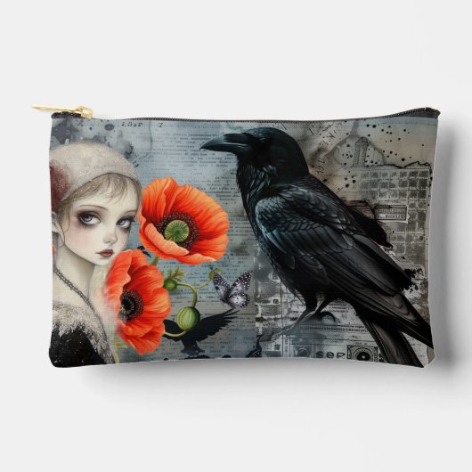 Donker  Gotisch Meisje Bloemen Raven Abstract Etui (Voorkant)