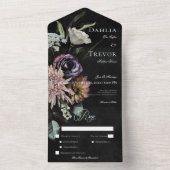 Donker Gotisch Mysterieus Gedempt Bloemen Diner All In One Uitnodiging (Binnen)