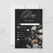 Donker Gotisch Mysterieus Gedempt Bloemen Diner RSVP Kaartje (Voorkant)