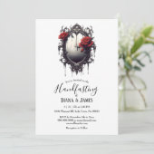 Donker Gotisch Rood Rose & Spiegel Fantasie Handva Kaart (Staand voorkant)