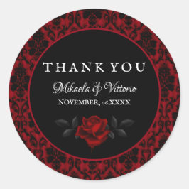 Donker Gotisch Roos Bruiloft Dank u Ronde Sticker
