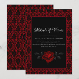 Donker Gotisch Roos bruiloft Kaart