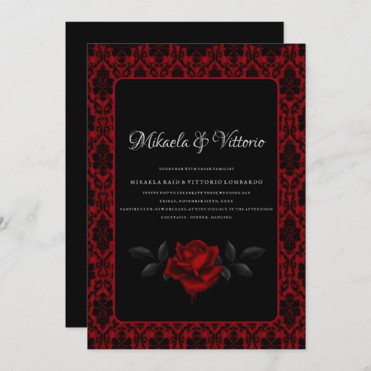 Donker Gotisch Roos bruiloft Kaart (Voorkant / Achterkant)