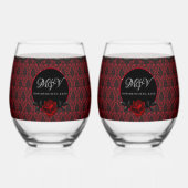 Donker Gotisch Roos Bruiloft Wijnglas Zonder Voet (Achterkant)