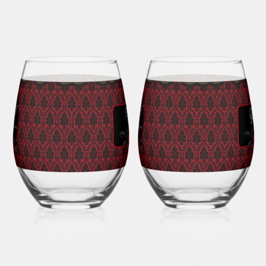 Donker Gotisch Roos Bruiloft Wijnglas Zonder Voet (Rechts)