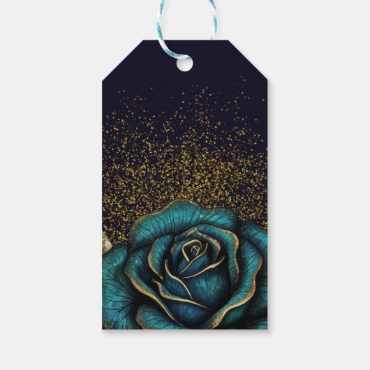 Donker Gotisch Roos Glitter Bruiloft Cadeaulabel (Achterkant)