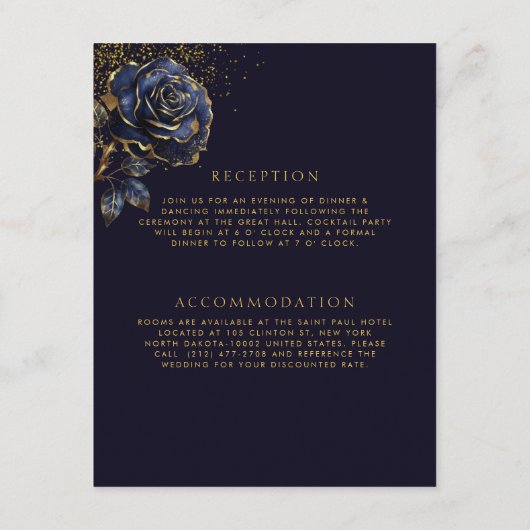 Donker Gotisch Roos Glitter Bruiloft Informatiekaartje (Achterkant)