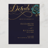 Donker Gotisch Roos Glitter Bruiloft Informatiekaartje (Voorkant)