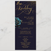 Donker Gotisch Roos Glitter Bruiloft Programmakaart (Voorkant)