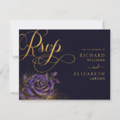 Donker Gotisch Roos Glitter Bruiloft RSVP Kaartje (Voorkant)