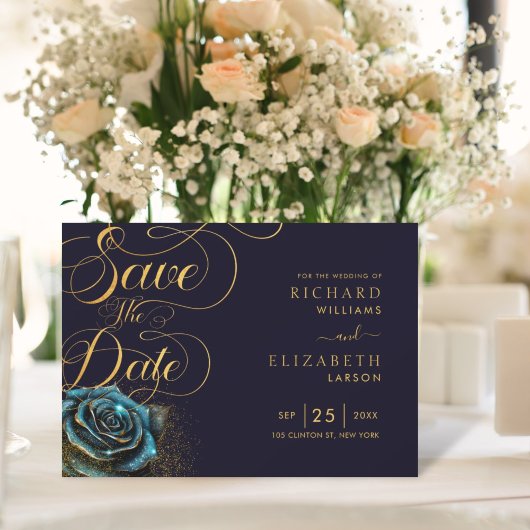 Donker Gotisch Roos Glitter Bruiloft Save The Date