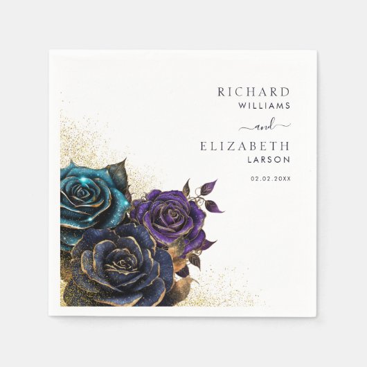 Donker Gotisch Roos Glitter Bruiloft Servet (Voorkant)