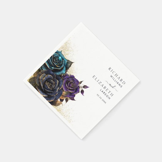 Donker Gotisch Roos Glitter Bruiloft Servet (Hoek)