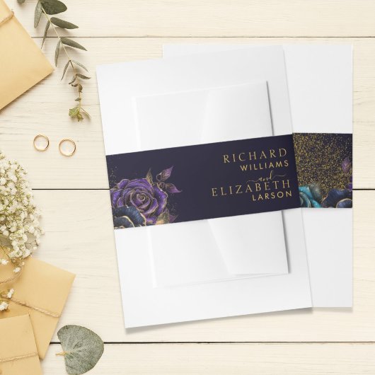 Donker Gotisch Roos Glitter Bruiloft Uitnodigingen Wikkel