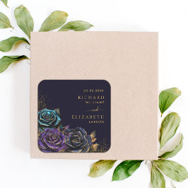 Donker Gotisch Roos Glitter Bruiloft Vierkante Sticker