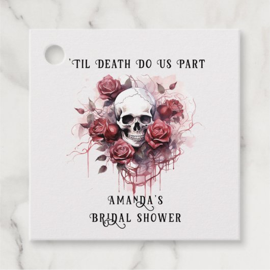 Donker Gotisch Roos Schedel Vrijgezellenfeest Favo Bedankjes Labels (Voorkant)