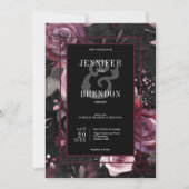 Donker Gotisch Roze Bourgogne & Zwart Bloemen Kaart (Voorkant)