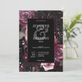 Donker Gotisch Roze Bourgogne & Zwart Bloemen Kaart (Staand voorkant)