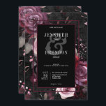 Donker Gotisch Roze Bourgogne & Zwart Bloemen Kaart<br><div class="desc">Introductie van onze boeiende gotische huwelijksuitnodiging, ontworpen om uw speciale dag te doordrenken met donkere romantiek en tijdloze schoonheid. Tegen een diepe zwarte achtergrond bloeien delicate bordeaux en roze rozen met betoverende allure, waardoor een opvallend contrast ontstaat dat zowel elegant als mysterieus is. De verontruste blik voegt een vleugje nostalgie...</div>