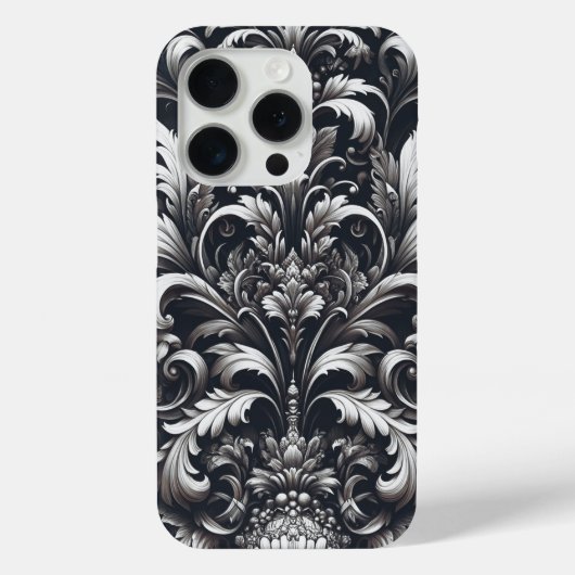 Donker gotisch vet sierbloemen patroon Case-Mate iPhone case (Achterkant)