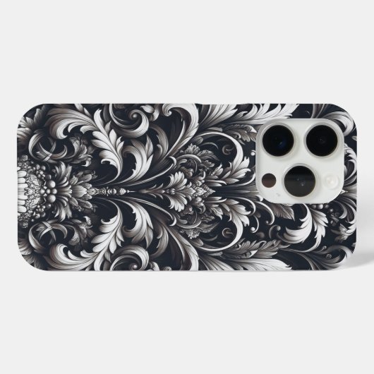 Donker gotisch vet sierbloemen patroon Case-Mate iPhone case (Achterkant (horizontaal))